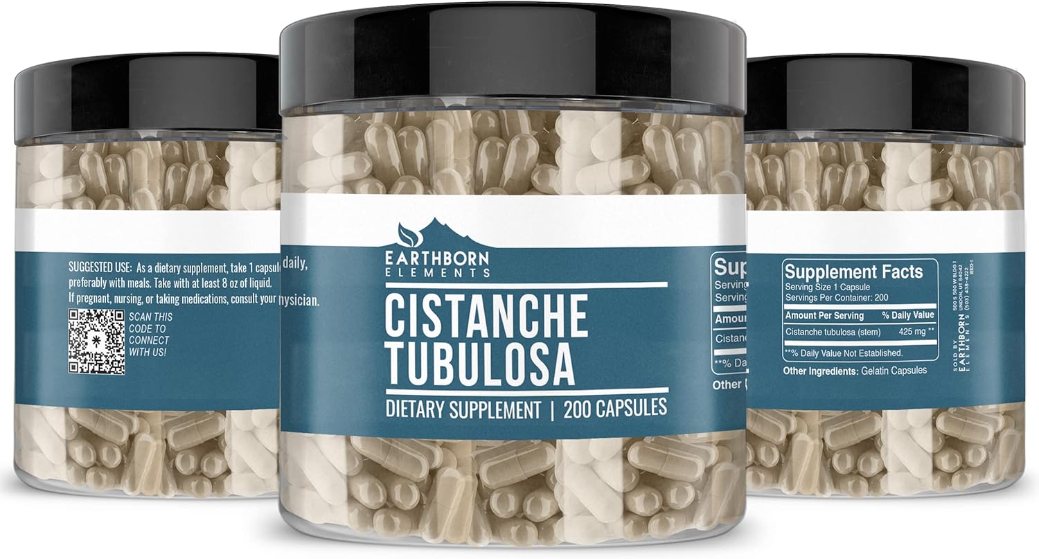 200 Pure Earthborn Elements Cistanche Tubulosa Capsules - Lab Verified, No Fillers/Additives