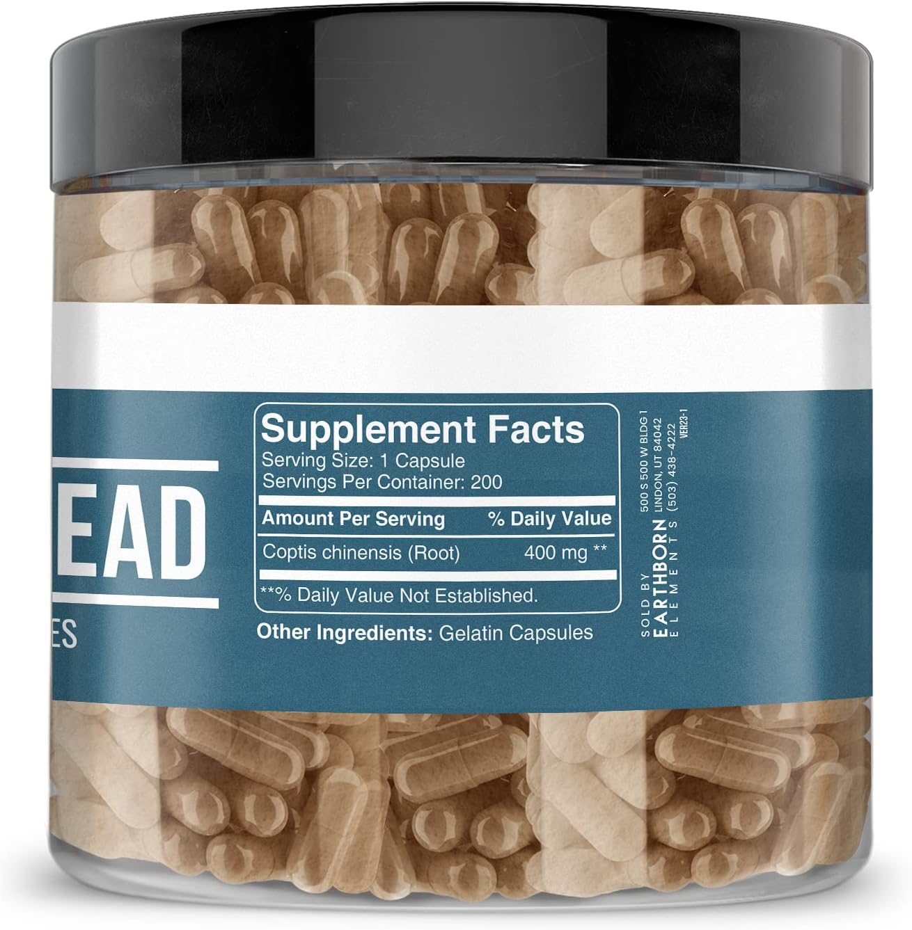 200 Pure & Undiluted Golden Thread Capsules by Earthborn Elements - Additive-Free