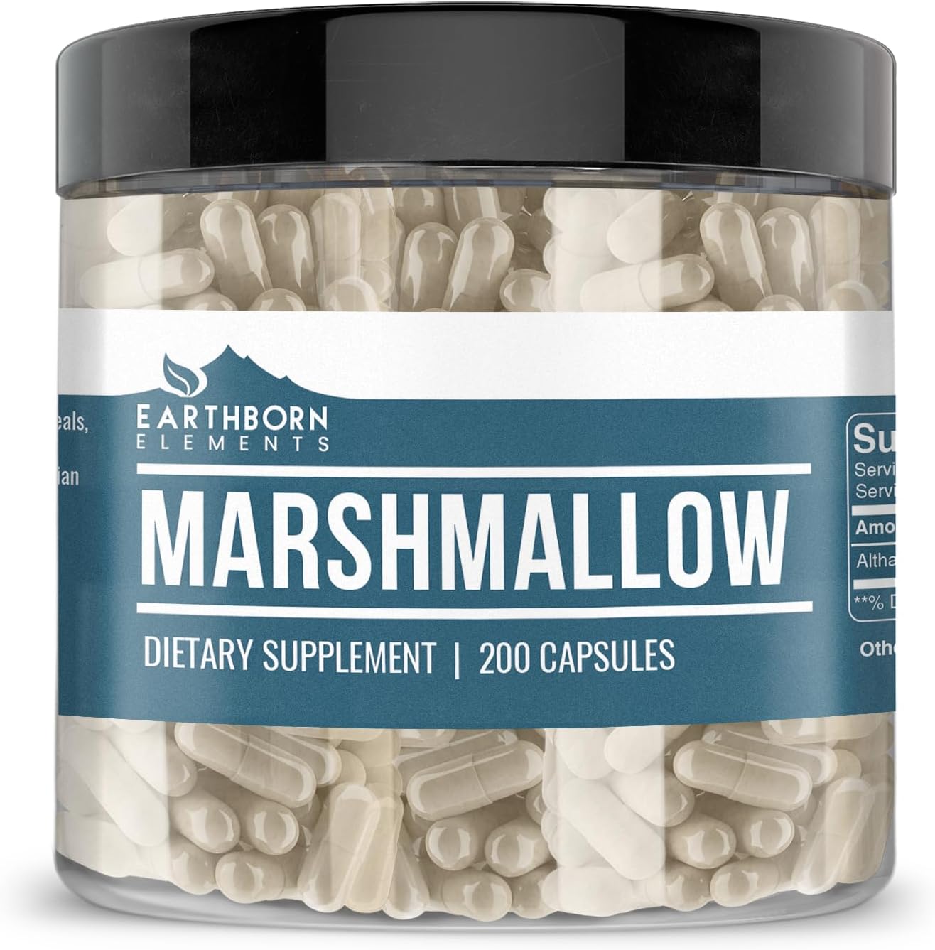 200 Pure & Undiluted Marshmallow Root Capsules by Earthborn Elements - Additive-Free