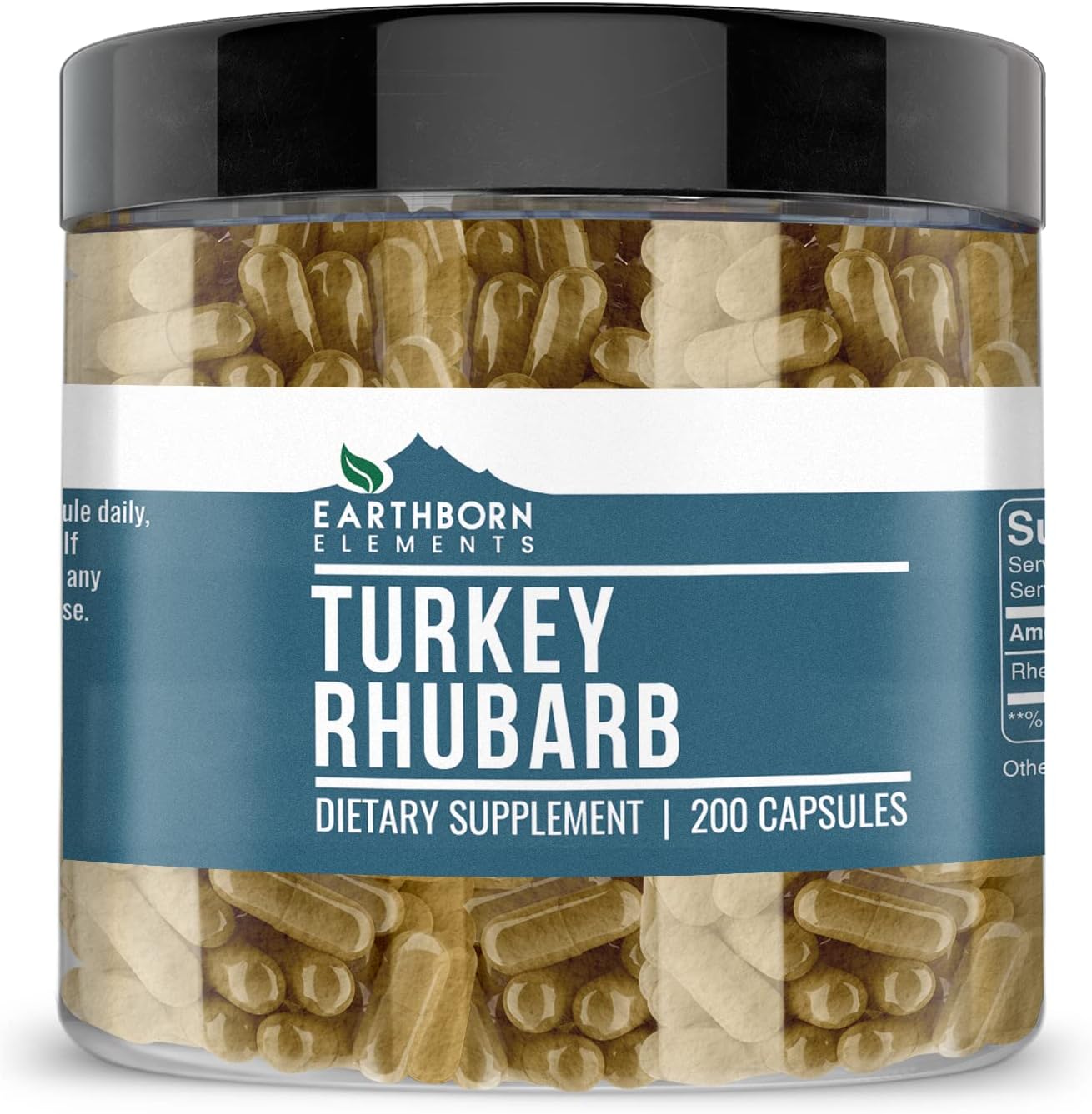 200 Pure & Undiluted Turkey Rhubarb Extract Capsules by Earthborn Elements, Additive-Free