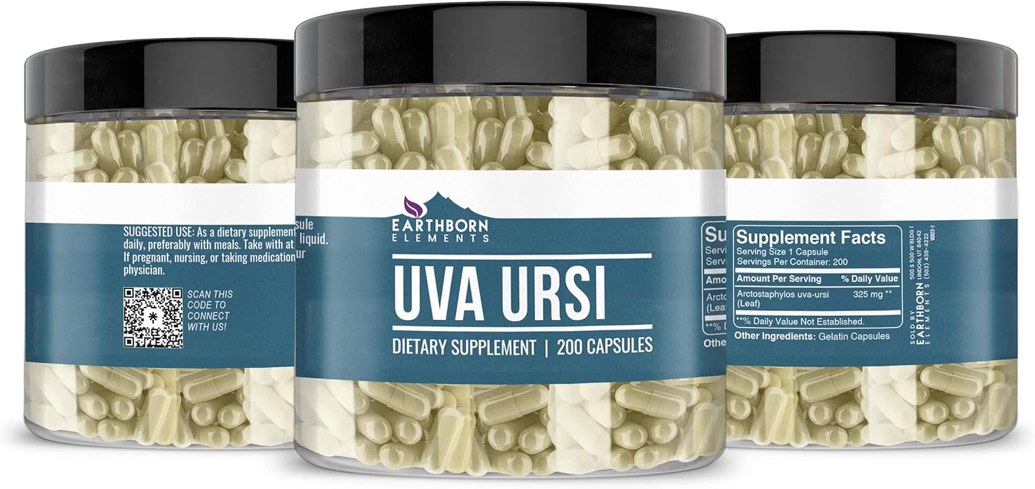 200 Pure Uva Ursi Capsules by Earthborn Elements - No Additives