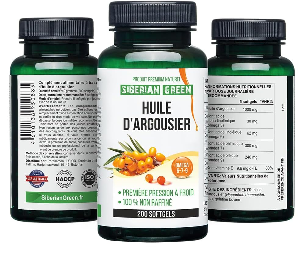 200 Softgel Siberian Sea Buckthorn Oil Capsules | Cold Pressed Unrefined from Wild-harvested Berries | Gluten Free Non-GMO Omega 7 Supplement - BoostGo Australia