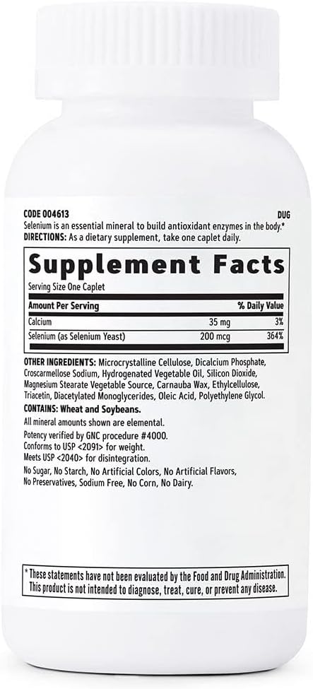 200 Tablets of GNC Selenium 200mcg: Essential Mineral for Antioxidant Enzymes