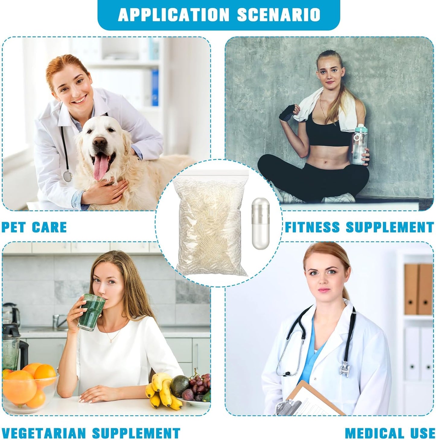 2000 Count Empty Capsules with Filling Kit - DIY Clear Vegetable Capsule Container for Custom Supplements