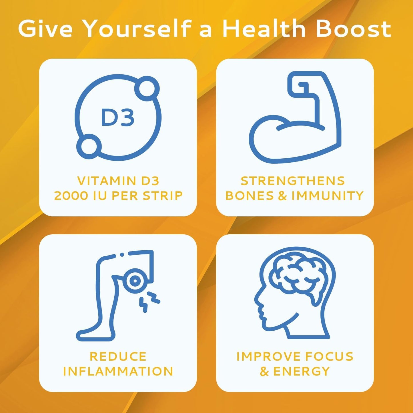 2000 IU Vitamin D3 Oral Strips Peppermint Flavor 10 Pack - Immunity & Mental Focus Boost