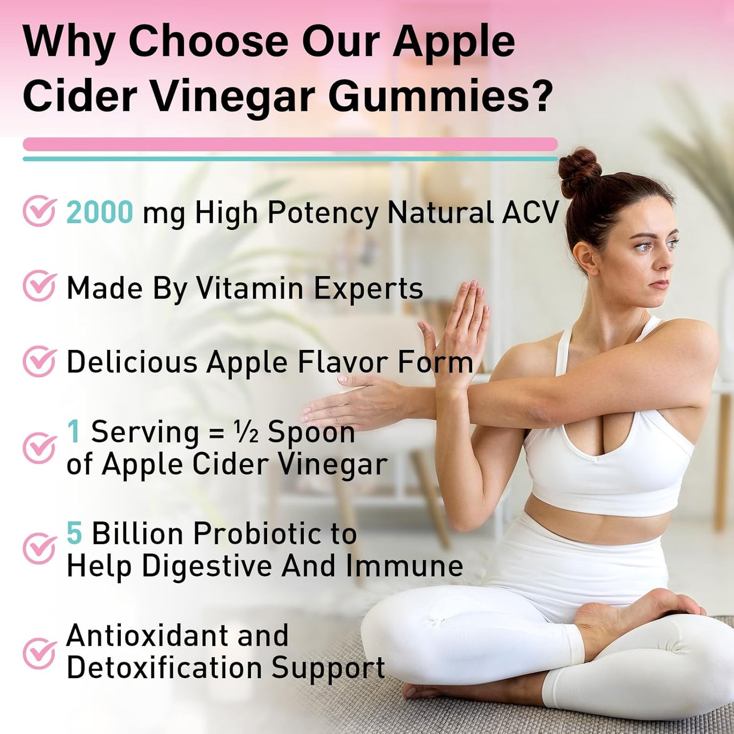2000mg Apple Cider Vinegar Gummies with Probiotics & Vitamin B12 for Metabolism & Digestion - 120 Sugar Free, Vegan Gummies with Mother