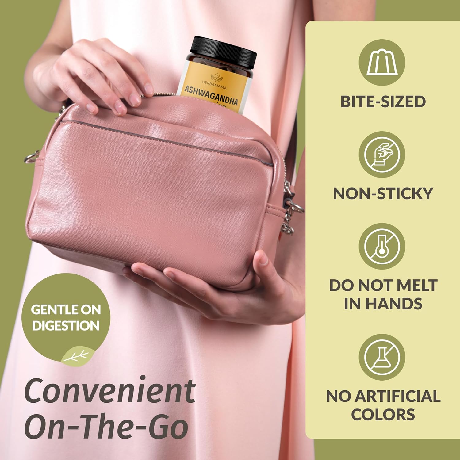 2000mg Ashwagandha Gummies with Black Pepper for Calm & Mood Support - Vegan, Non-GMO Mango Chews - 90 Count by HERBAMAMA