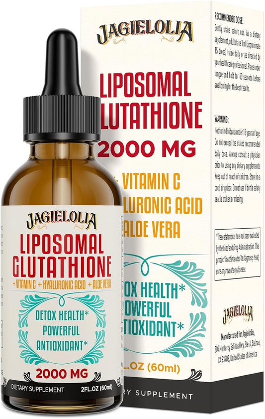 2000mg Liposomal Glutathione Liquid Drops for Liver Detox, Brain Function, Energy - 2 Fl.Oz