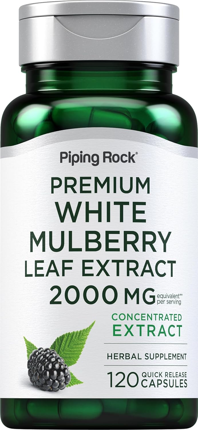 2000mg Mulberry Leaf Extract Capsules - 120 Count Herbal Supplement (Non-GMO, Gluten Free) by Piping Rock - BoostGo Australia