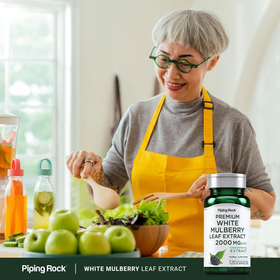 2000mg Mulberry Leaf Extract Capsules - 120 Count Herbal Supplement (Non-GMO, Gluten Free) by Piping Rock - BoostGo Australia
