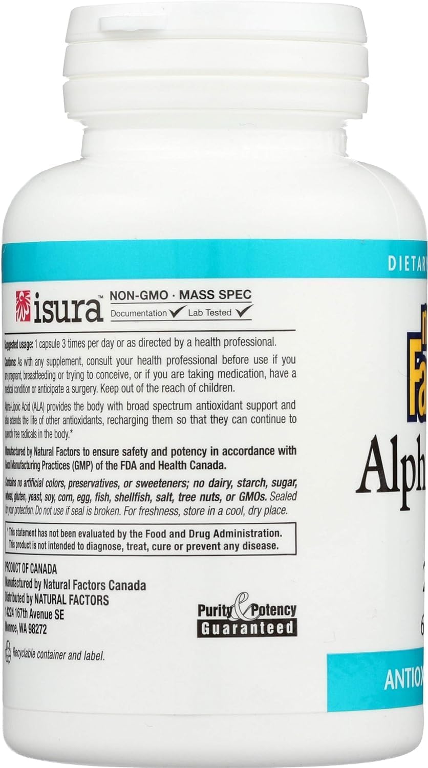 200mg Alpha-lipoic Acid Capsules - Natural Factors, 60 Count