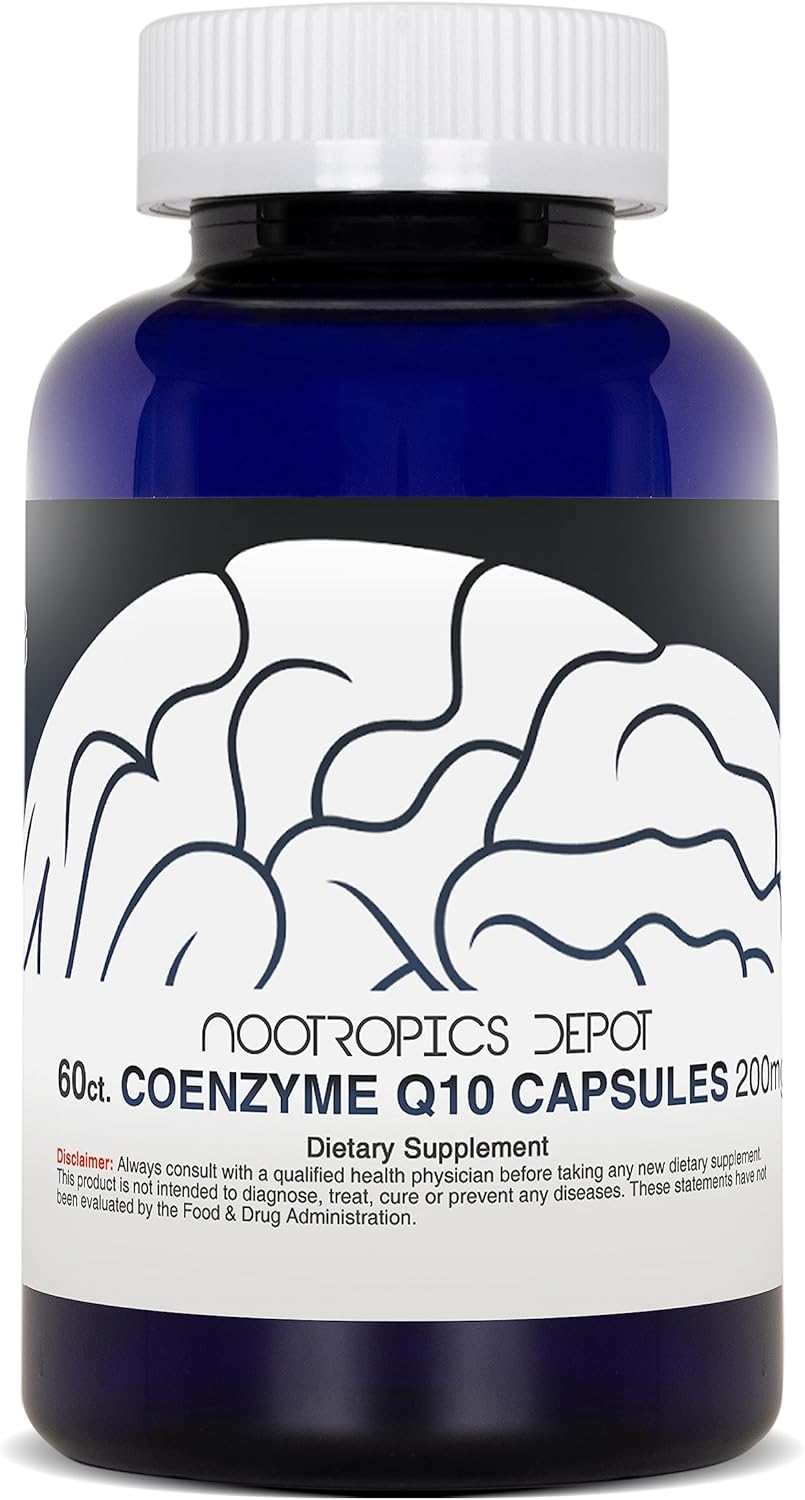 200mg CoEnzyme Q10 Capsules | 60 Count | Boost Energy, Brain Function & Cellular Health | Ubiquinone Supplement
