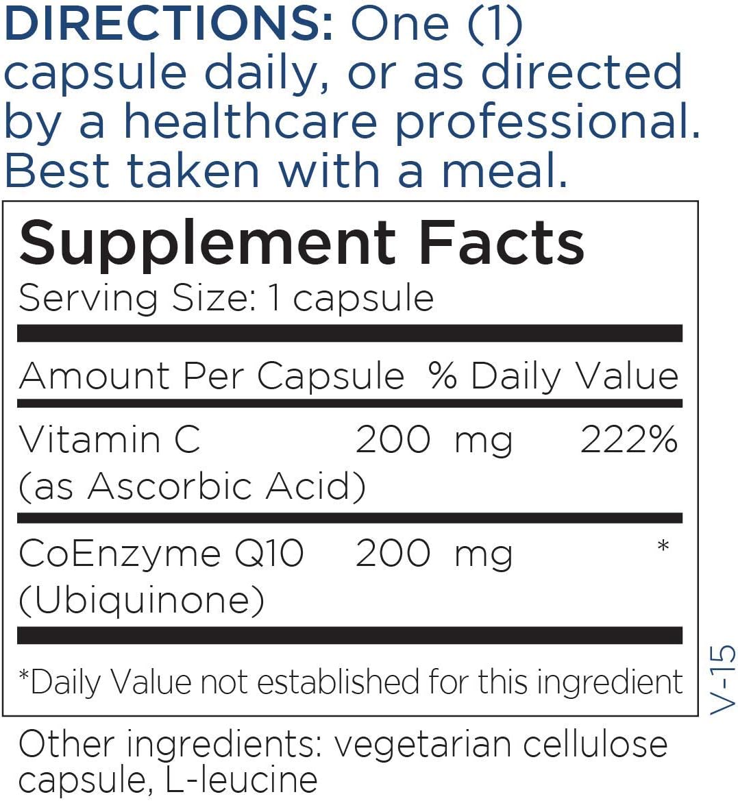 200mg CoQ10 Capsules with Vitamin C for Antioxidant & Energy Support - 60 Capsules