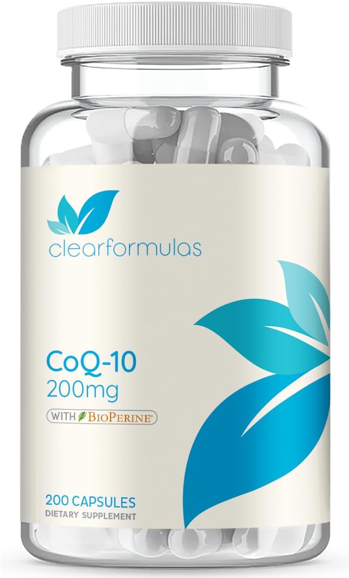 200mg CoQ10 with BioPerine for Heart Health & Anti-Aging - High Absorption Ubiquinone Capsules - 200 Servings
