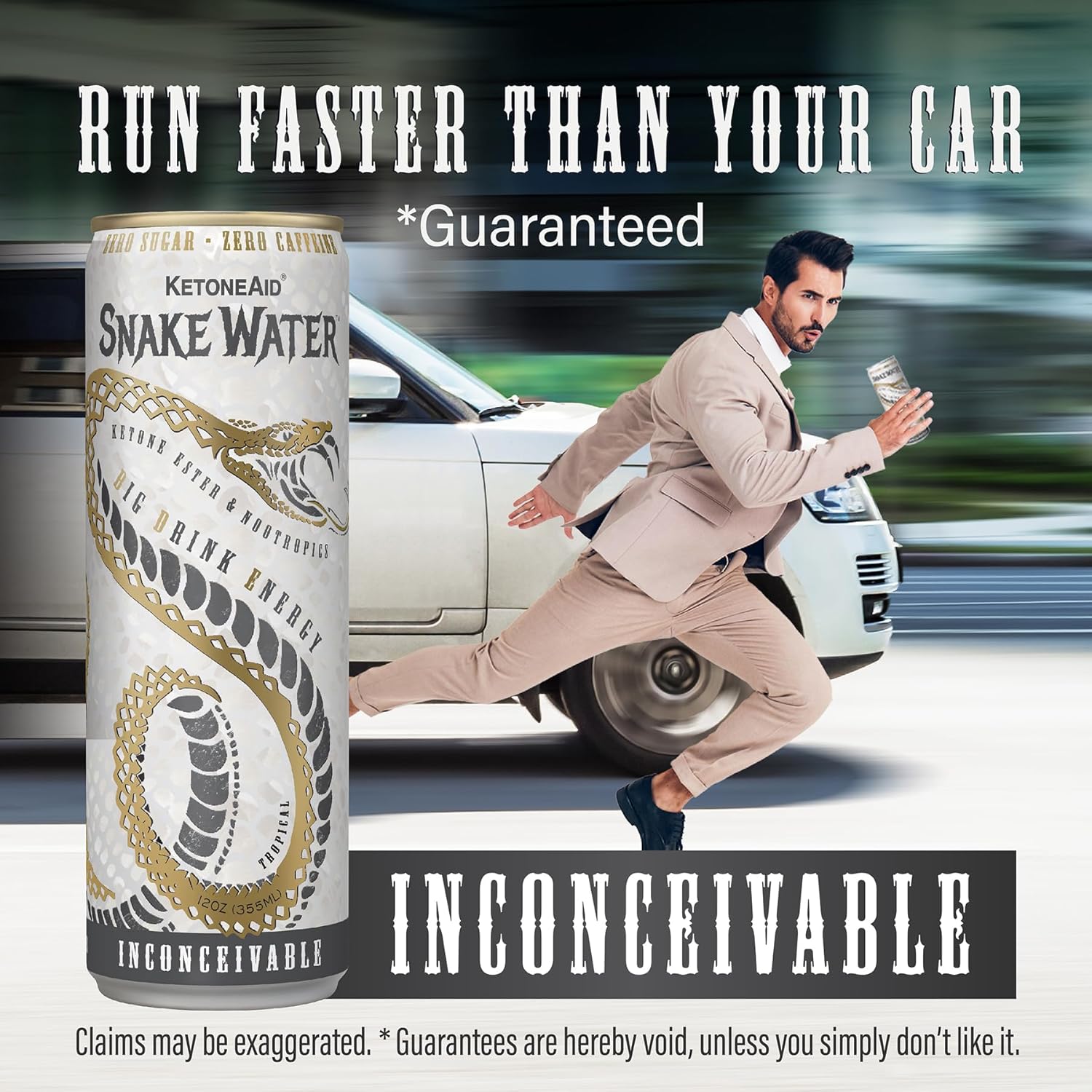 2023 KetoneAid SnakeWater Energy Drink with Ketone Ester and Nootropics for Boosting Focus | 12 Oz Can