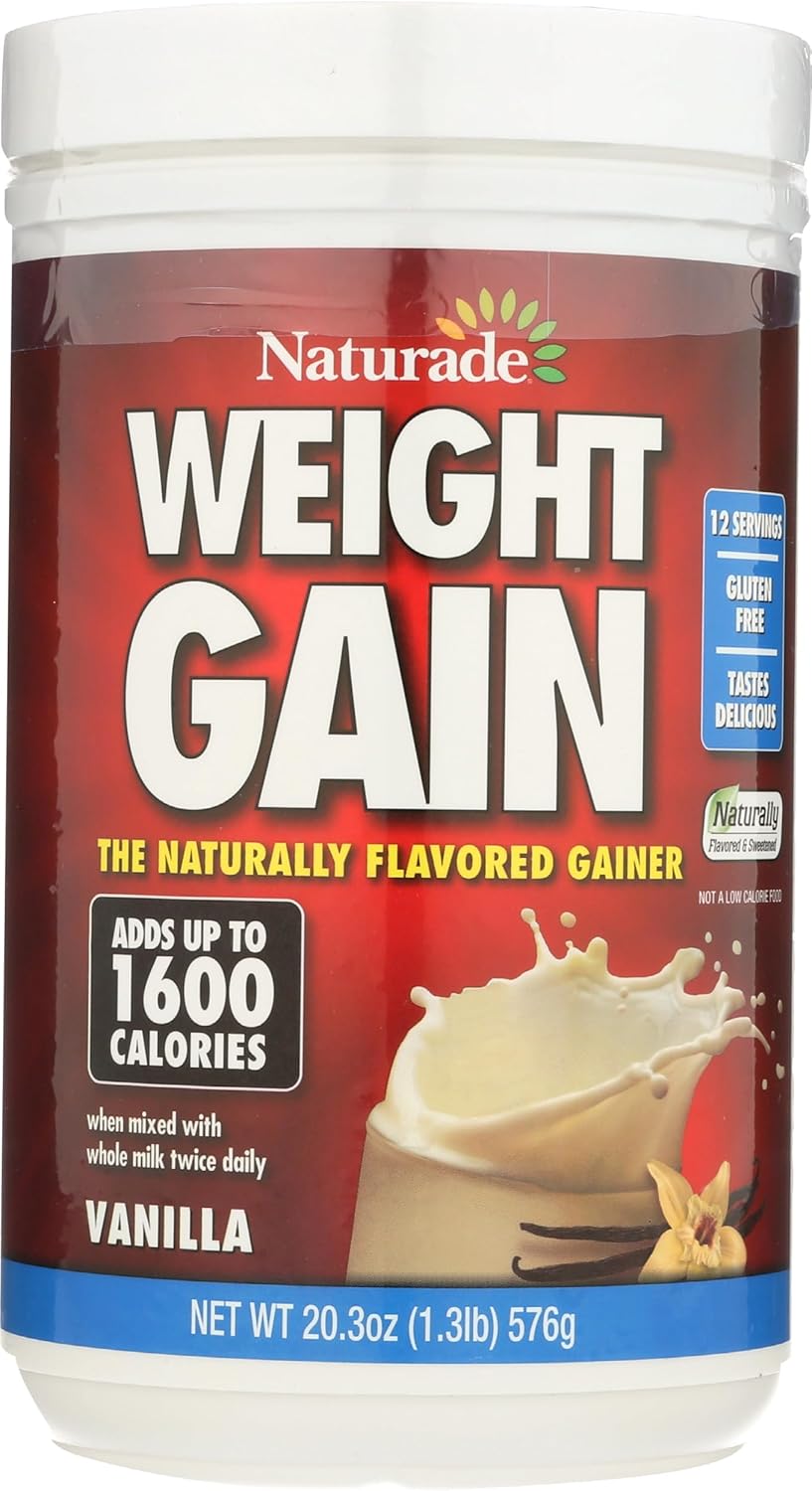 20.3 OZ NATURADE Sugar Free Weight Gain Powder - High Calorie Protein Supplement for Muscle Growth and Energy Boost