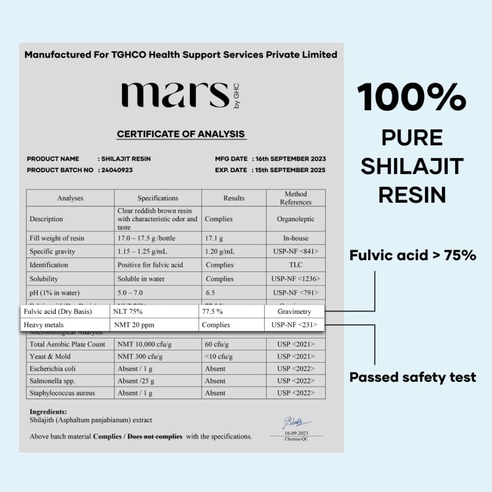 20g Mars by GHC Pure Himalayan Shilajit Gold Resin - Organic Well Being Supplement from Himalayas - Good Health Company