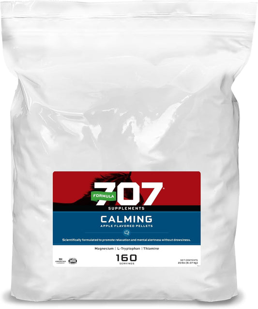 20LB Bag of Formula 707 Calming Equine Supplement - 160 Servings for Anxiety Relief and Enhanced Focus with L-Tryptophan, Thiamine & Magnesium