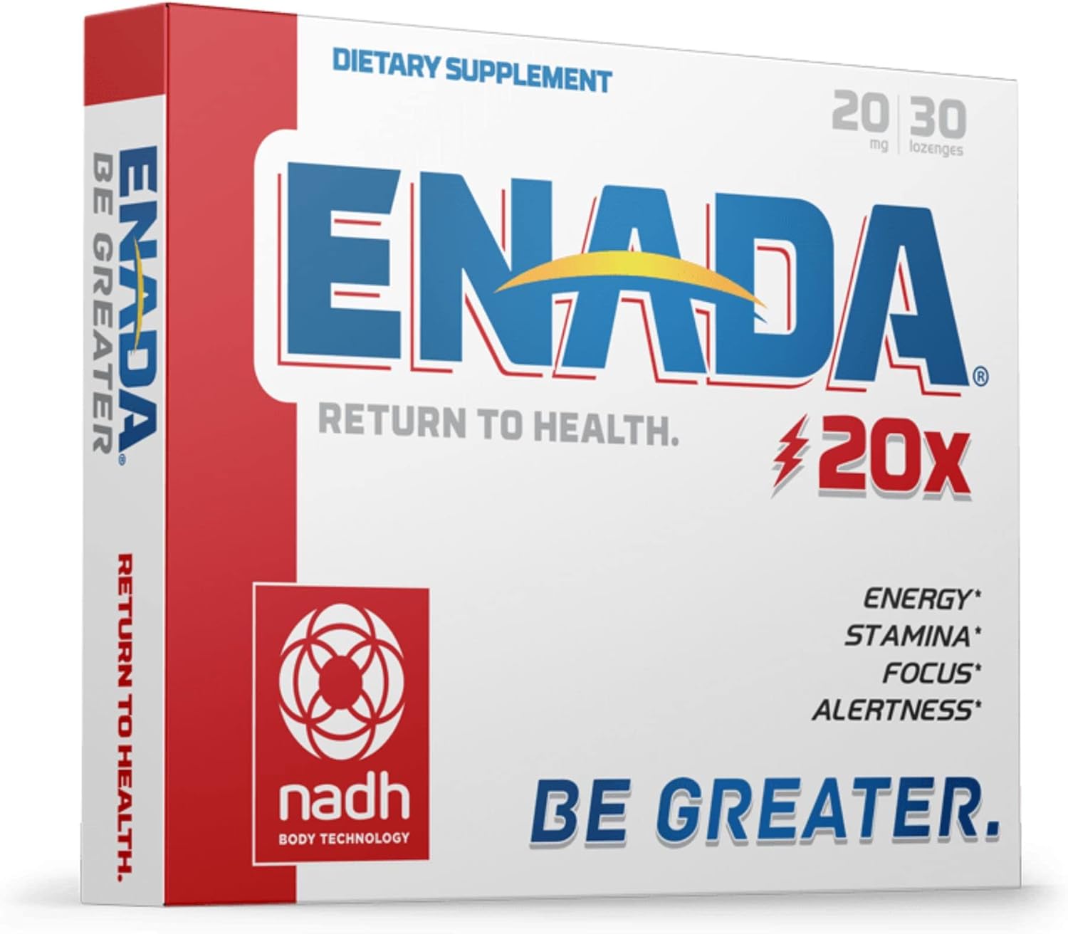 20mg NADH Supplement for Energy, Focus, Stamina | Cell Regenerator | 30 Lozenges | Natural Energy for Women and Men