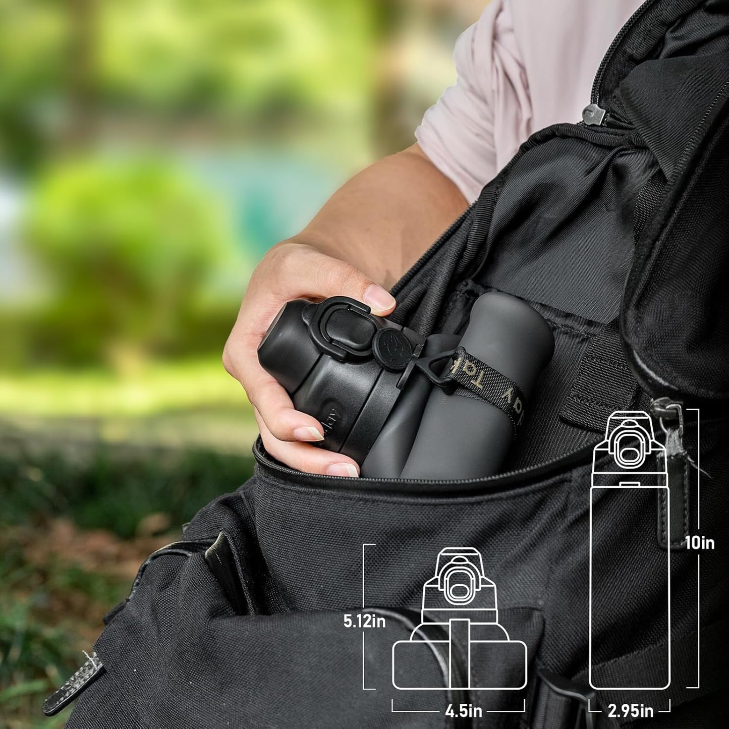 20oz Collapsible Water Bottle with Leak Proof Straw - BPA-Free Silicone Foldable Bottle for Travel, Cycling, Hiking - TakeToday