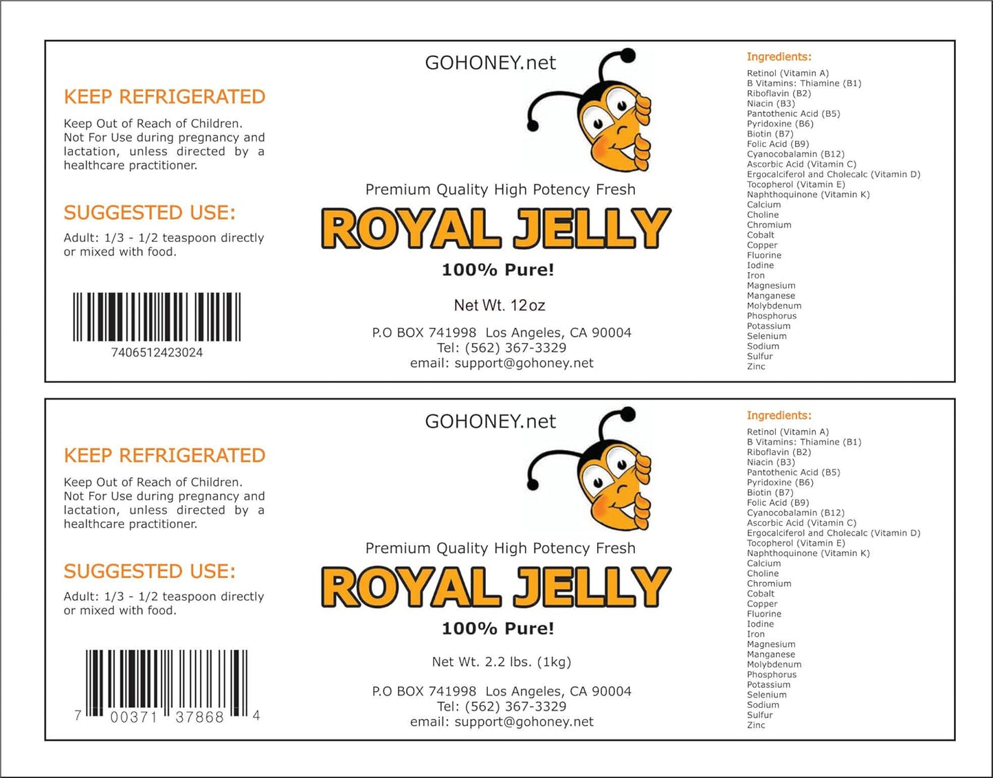 2.2 lbs of High Potency 100% Pure Organic Fresh Royal Jelly - Raw, Unprocessed, Natural Honey
