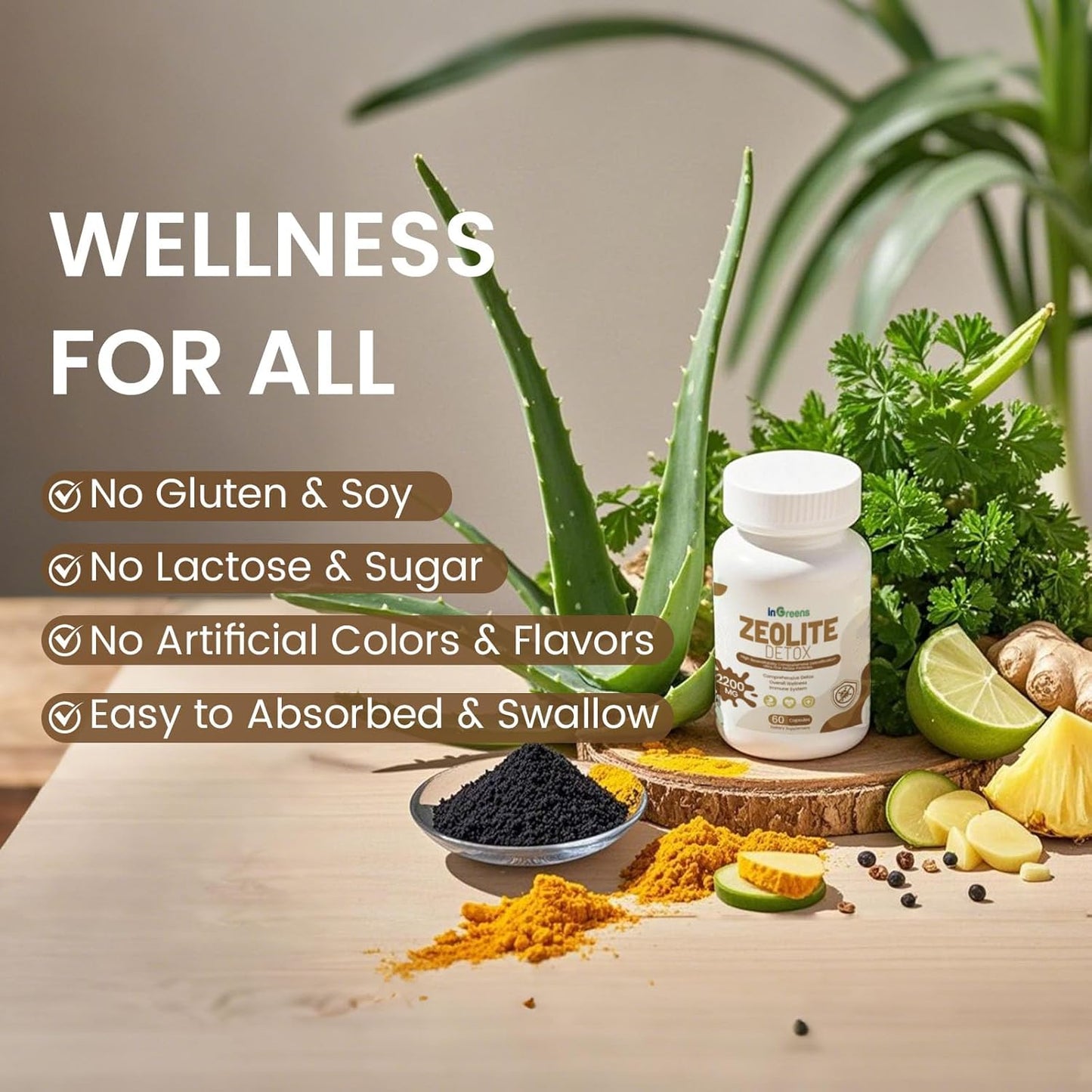 2200 MG Zeolite Detox Capsules with Activated Charcoal & Clay - Full Body Cleanse for Heavy Metal Detox - Supports Gut Health - Milk Thistle, Prebiotic - 60 Capsules