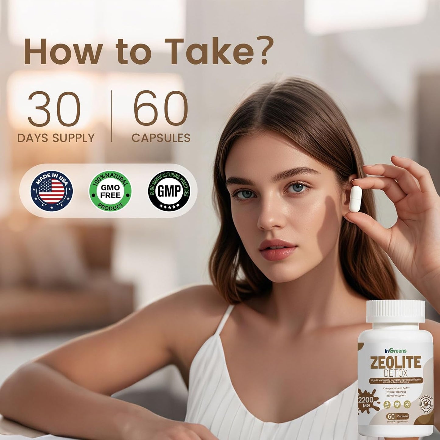 2200 MG Zeolite Detox Capsules with Activated Charcoal & Clay - Full Body Cleanse for Heavy Metal Detox - Supports Gut Health - Milk Thistle, Prebiotic - 60 Capsules