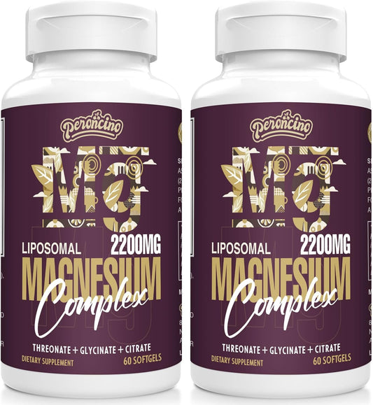 2200MG Liposomal Magnesium Complex Softgels - Threonate, Glycinate, Citrate - 3-in-1 Supplement - Gluten Free - 120 Count (2 Pack)