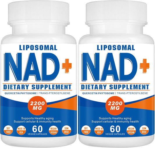 2200mg Liposomal NAD+ Supplement for Cellular Energy & Aging Defense - 120 Capsules