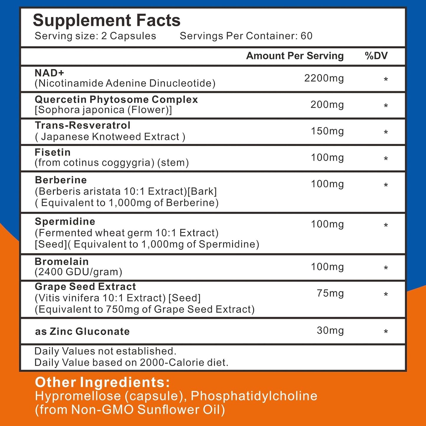 2200mg Liposomal NAD+ Supplement for Cellular Energy & Aging Defense - 120 Capsules