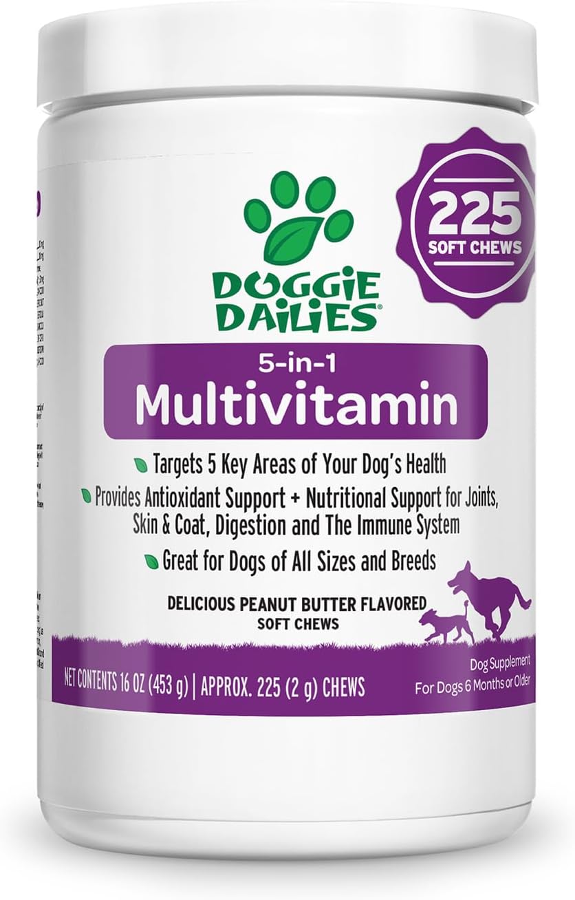 225 Soft Chew Dog Multivitamin for Skin & Coat, Joints, Digestion, Antioxidants & Immune Health - BoostGo Australia