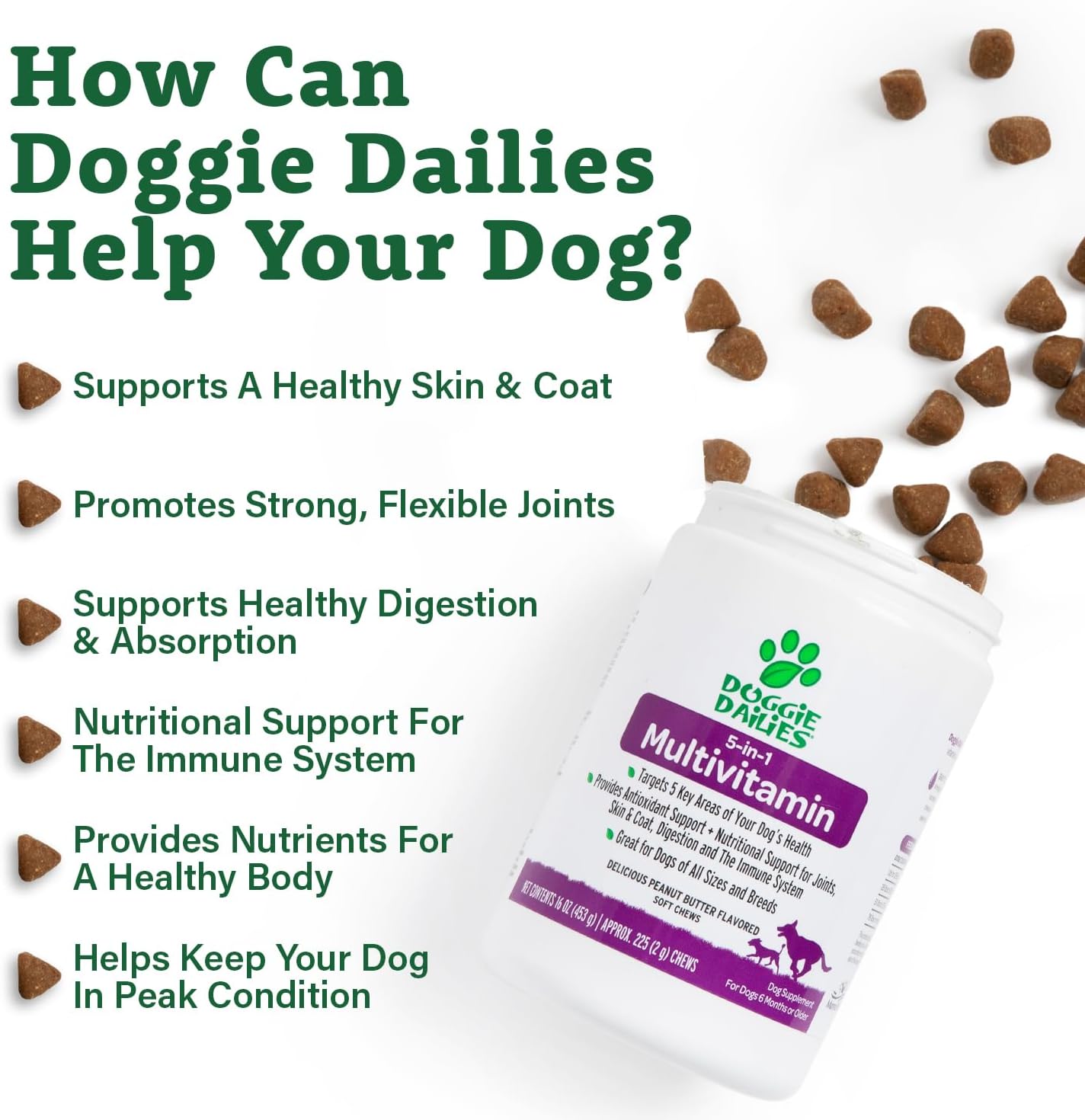 225 Soft Chew Dog Multivitamin for Skin & Coat, Joints, Digestion, Antioxidants & Immune Health - BoostGo Australia