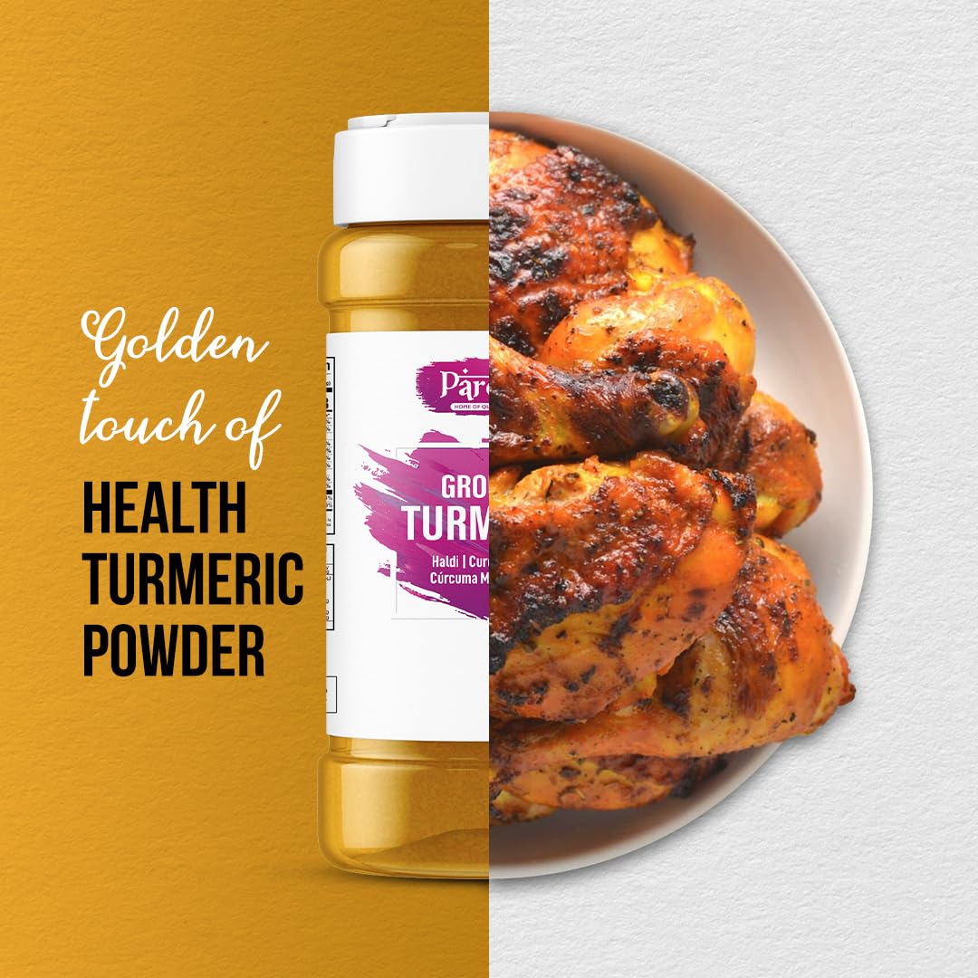 230g Pardesi Turmeric Root Powder in Easy-to-Store Jar with Shaker - 100% Pure Curcumin Ground, Indian Origin, Non-GMO - Vegan & Gluten Friendly