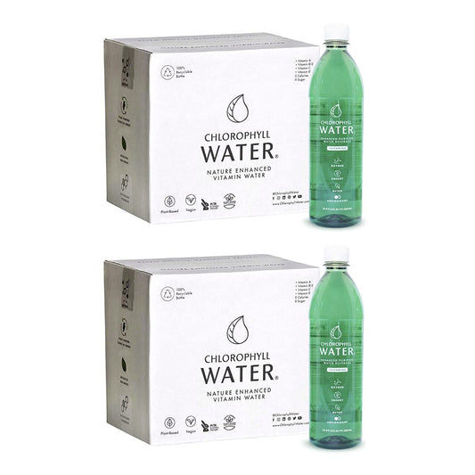 24 Bottles of Chlorophyll Water for Energy Boost, Detox, and Antioxidants - Liquid Chlorophyll Vitamin Water with Added Vitamins A, B12, C, and D in Purified Mountain Mineral Water with Zero Calories