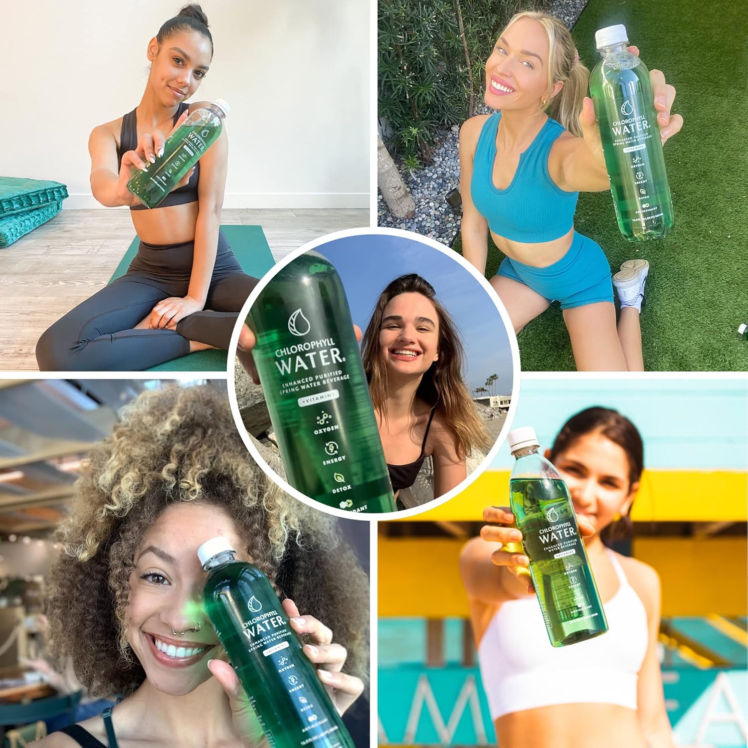 24 Bottles of Chlorophyll Water for Energy Boost, Detox, and Antioxidants - Liquid Chlorophyll Vitamin Water with Added Vitamins A, B12, C, and D in Purified Mountain Mineral Water with Zero Calories