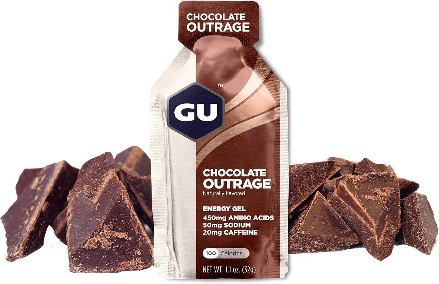 24-Count Chocolate Outrage GU Energy Original Sports Nutrition Energy Gel - Vegan, Gluten-Free, Kosher, and Dairy-Free for Any Workout