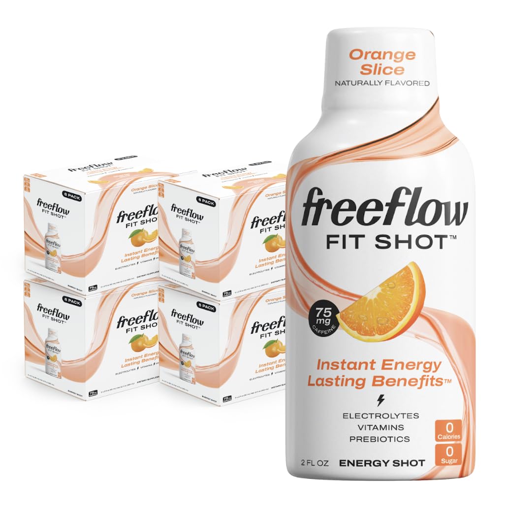 24 Count Freeflow Fit Energy Shots, Orange Slice Flavor with Natural Caffeine, L-theanine, Ginseng, Vitamins, Prebiotics, Electrolytes - BoostGo Australia