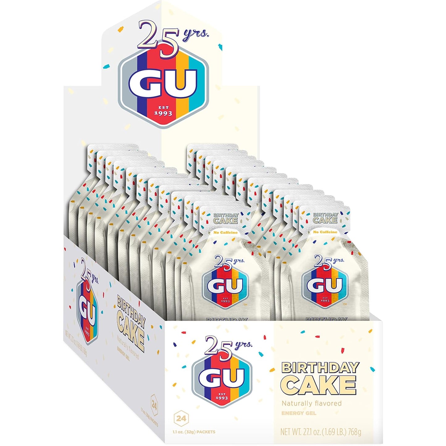 24-Count GU Energy Original Birthday Cake Sports Nutrition Energy Gel - Vegan, Gluten-Free, Dairy-Free, and Kosher for Any Workout