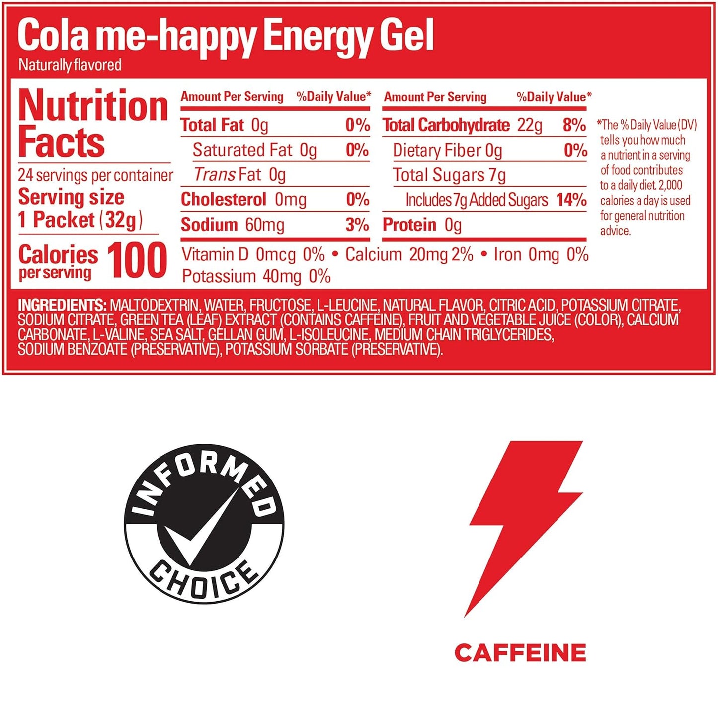 24-Count GU Energy Original Cola Me-Happy Gel Packs for Vegan Athletes