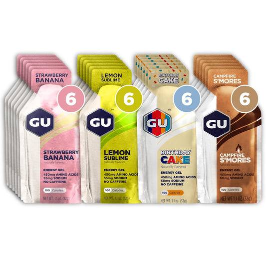 24-Count GU Energy Original Sports Nutrition Energy Gels Variety Pack - Vegan, Gluten-Free, Kosher, Dairy-Free for Any Workout