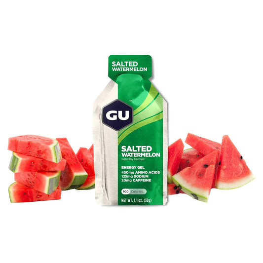 24-Count GU Energy Original Sports Nutrition Gel, Salted Watermelon Flavor, Vegan, Gluten-Free, Kosher, Dairy-Free Energy for Workouts