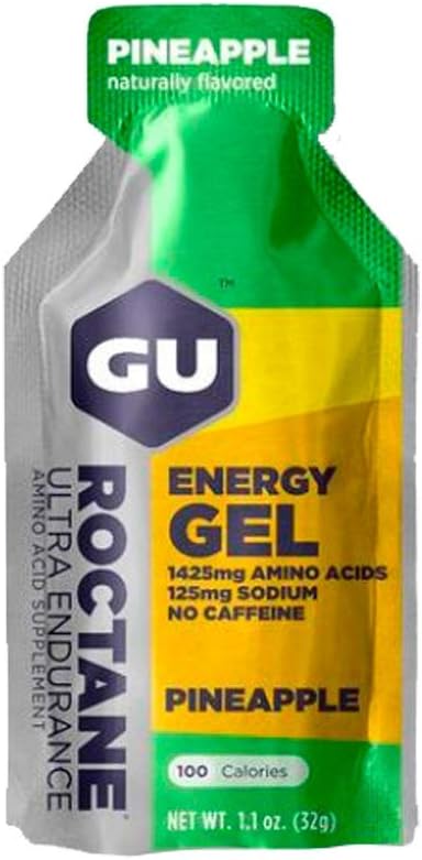 24-Count GU Energy Roctane Ultra Endurance Energy Gel, Vegan, Gluten-Free, Kosher, Dairy-Free Pineapple for Running, Biking, Hiking, Skiing