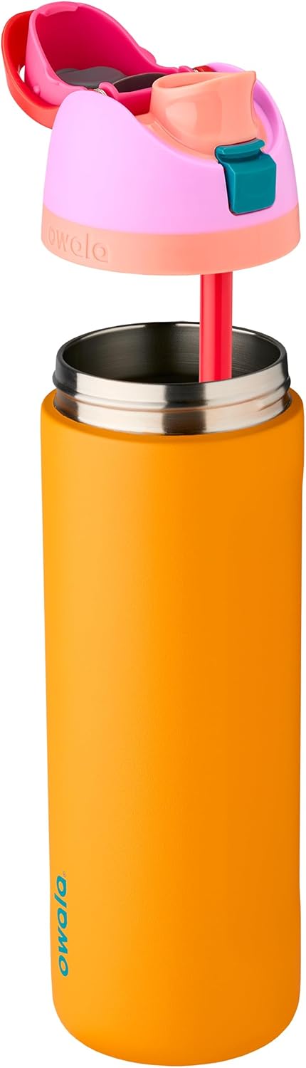 24 oz Owala FreeSip Insulated Stainless Steel Water Bottle with Straw - BPA-Free for Sports, Travel, School - Tropical