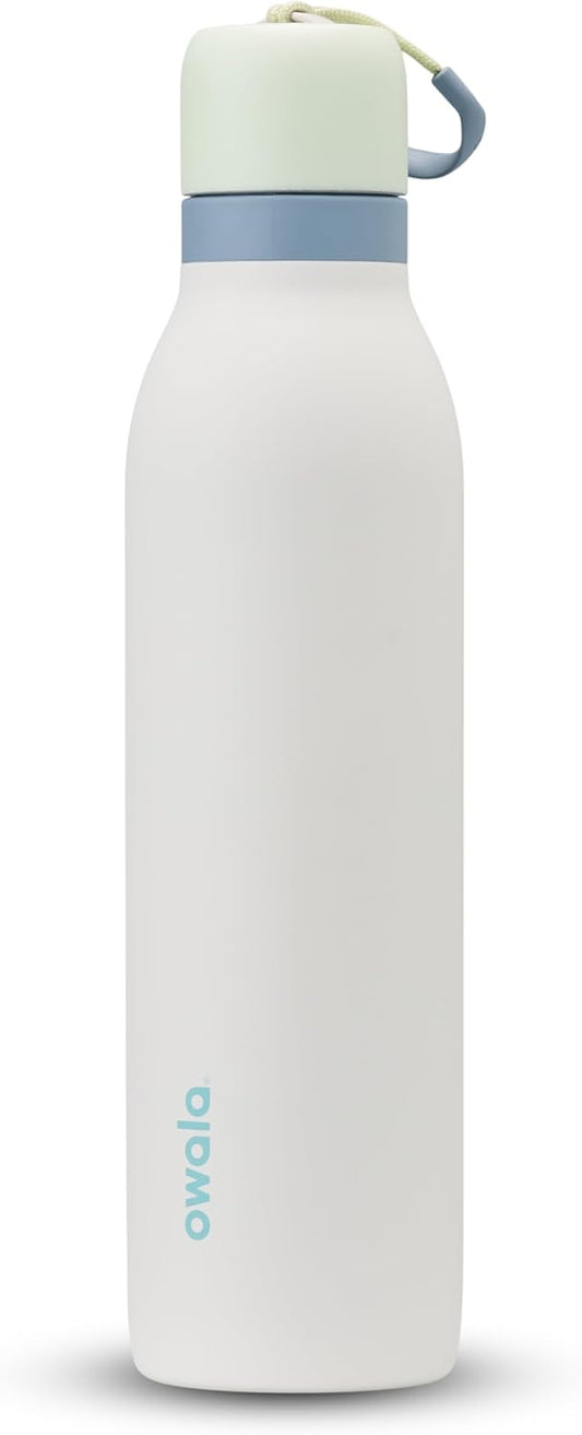 24-oz Owala FreeSip Twist Stainless Steel Water Bottle with Straw - BPA-Free, Insulated, Green/White for Sports & Travel