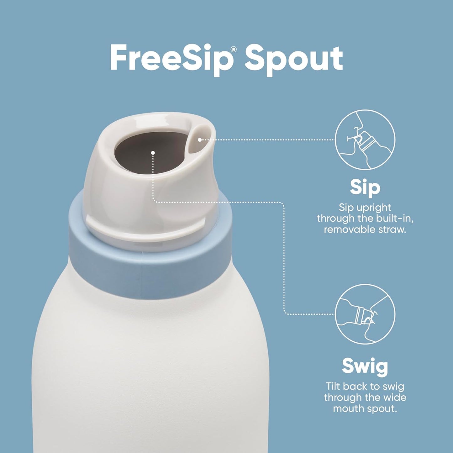 24-oz Owala FreeSip Twist Stainless Steel Water Bottle with Straw - BPA-Free, Insulated, Green/White for Sports & Travel