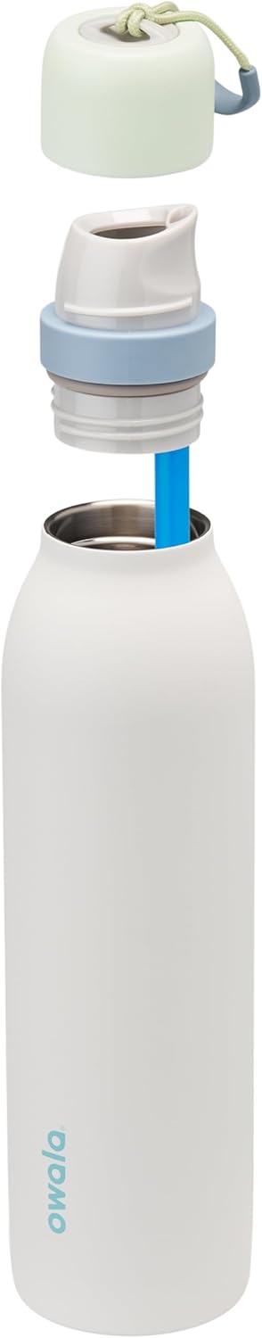 24-oz Owala FreeSip Twist Stainless Steel Water Bottle with Straw - BPA-Free, Insulated, Green/White for Sports & Travel
