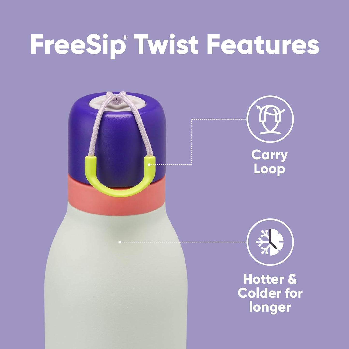 24-oz Purple/Green Insulated Stainless Steel Water Bottle with Straw for Sports and Travel, BPA-Free by Owala FreeSip Twist