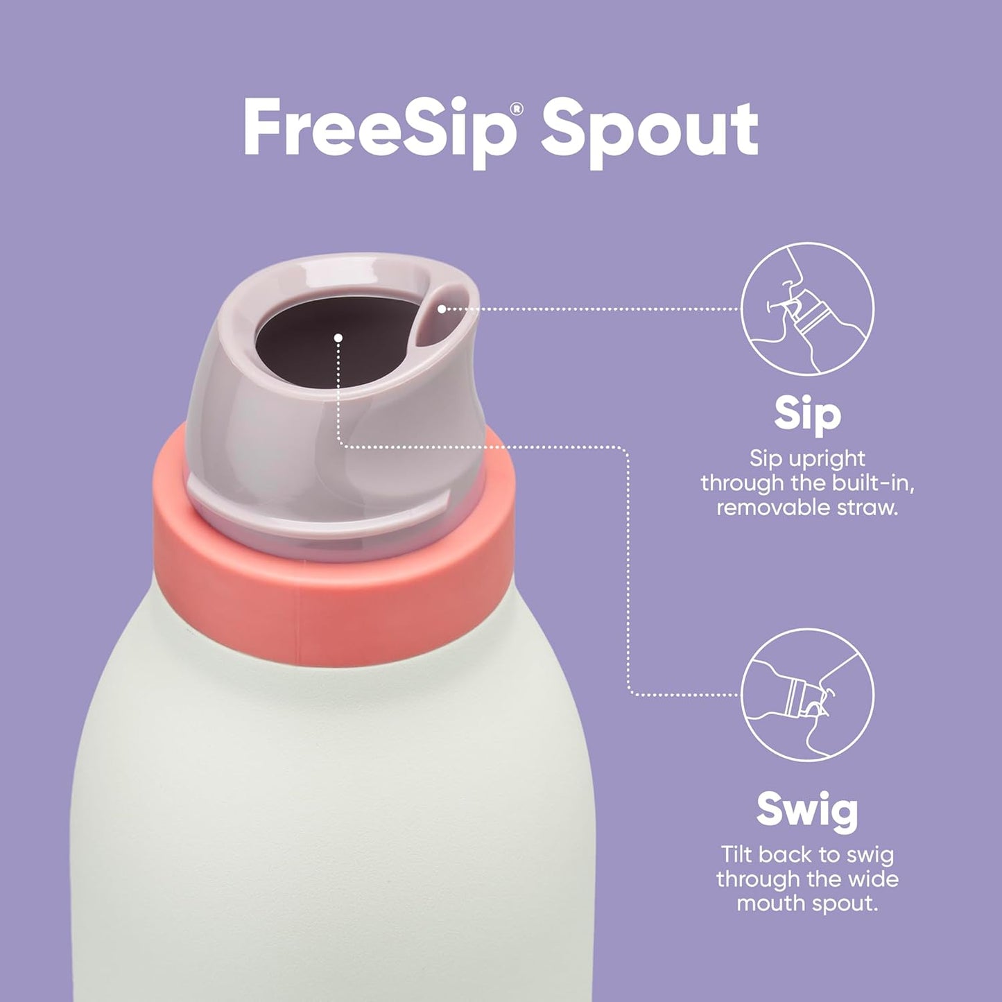 24-oz Purple/Green Insulated Stainless Steel Water Bottle with Straw for Sports and Travel, BPA-Free by Owala FreeSip Twist