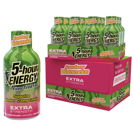 24-Pack 5-Hour Energy Extra Strength Shots in Strawberry Watermelon Flavor - 1.93 Fl Oz Shots