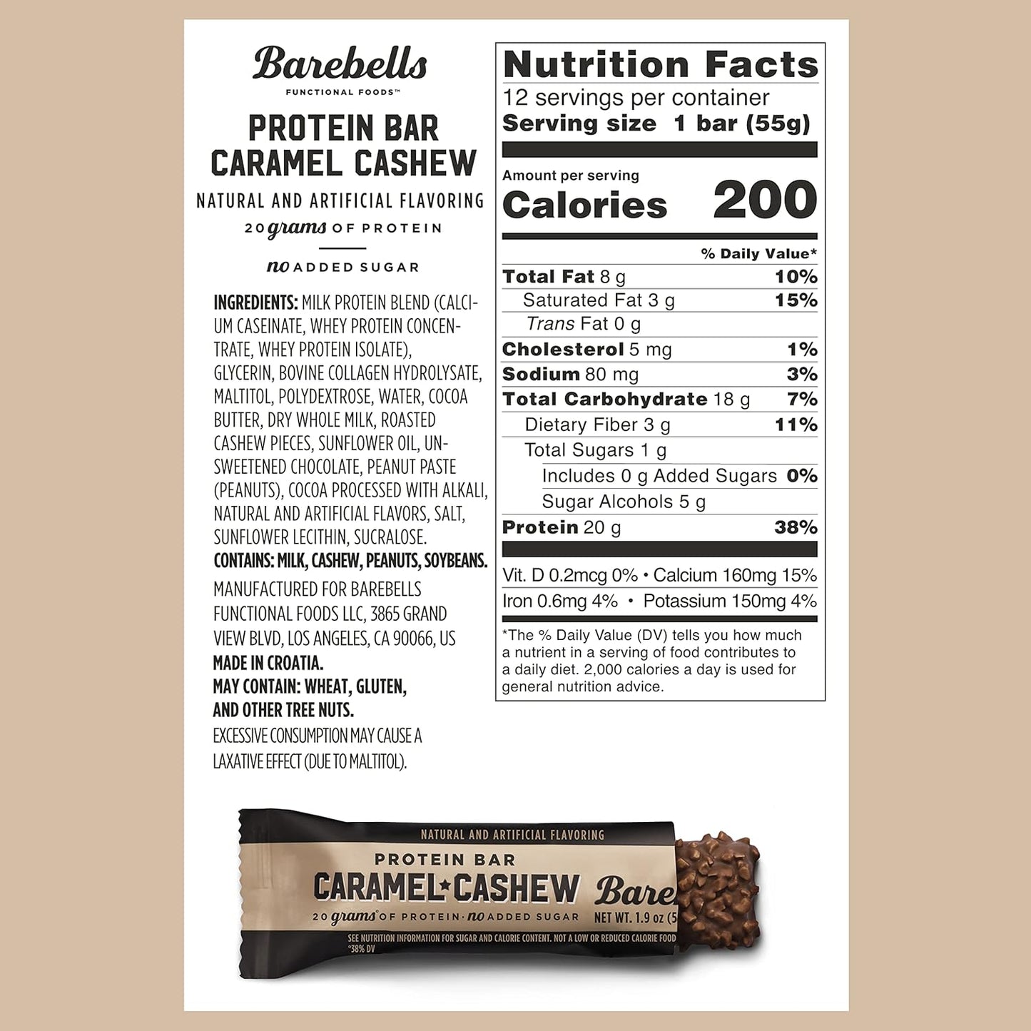 24-Pack Barebells Caramel Cashew and Cookies & Cream Protein Bars